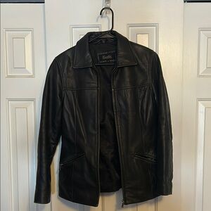 Women’s black leather jacket - some wear however in great shape.
